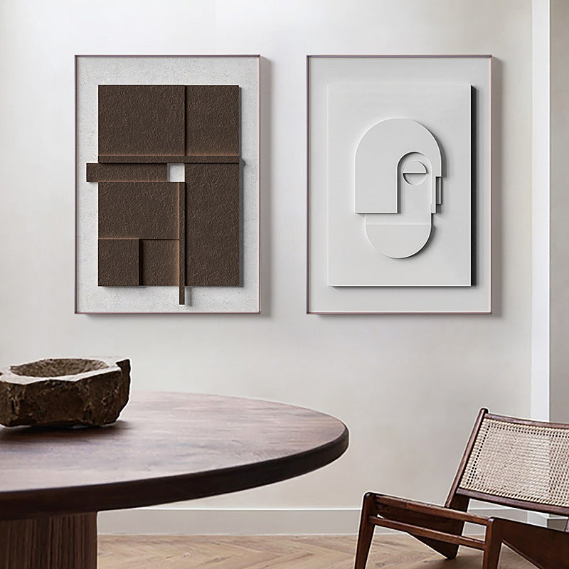 3D Abstract Geometric Canvas Wall Art – Morandi Color Frameless Painting