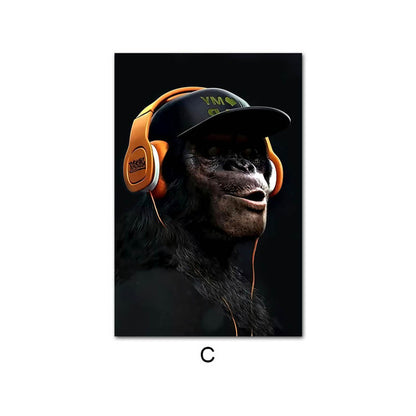 Modern Gorilla Canvas Wall Art – Frameless Fashion Poster Print
