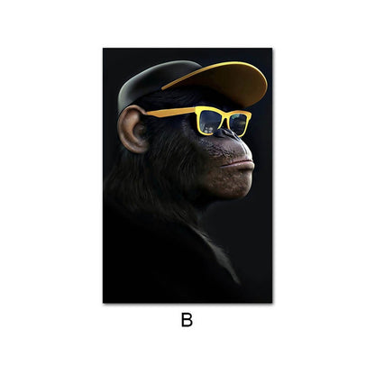 Modern Gorilla Canvas Wall Art – Frameless Fashion Poster Print